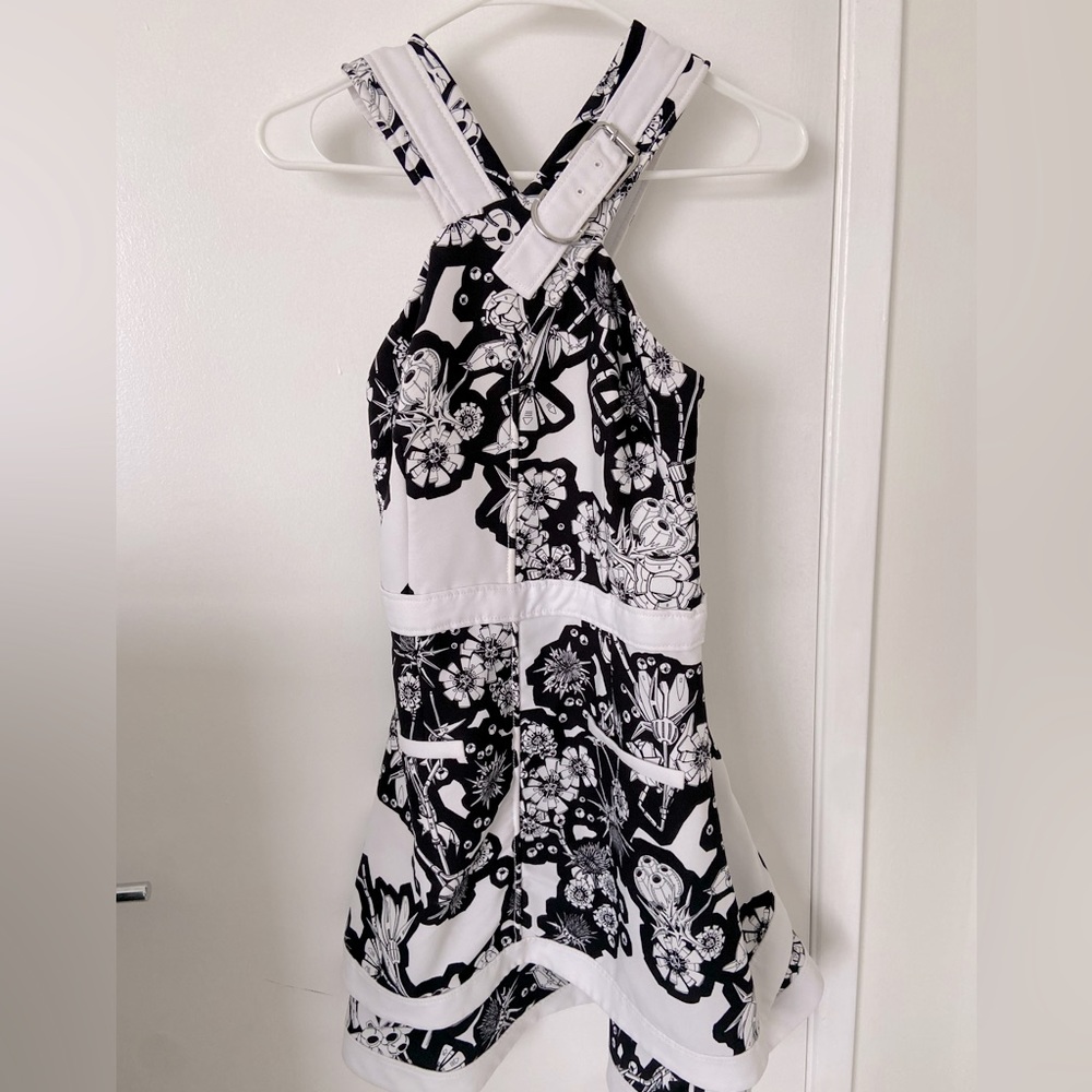 Carven buckle shoulder floral dress